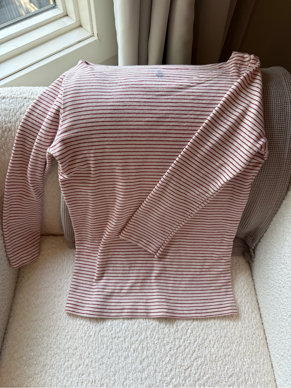 Brandy Melville Pink and White Striped Long-Sleeve Top